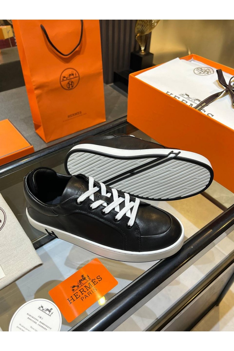 Hermes Женские кожаные кроссовки Premium - Black