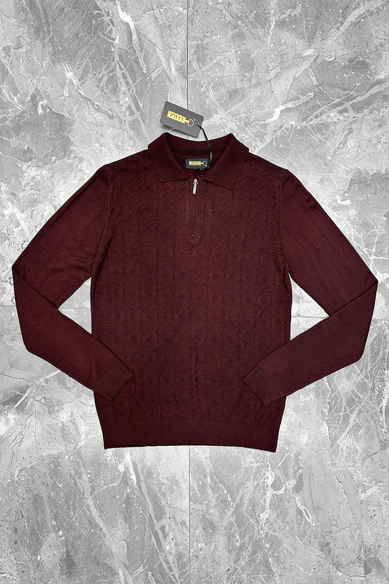 Zilli Поло с длинным рукавом zip-up - Burgundy