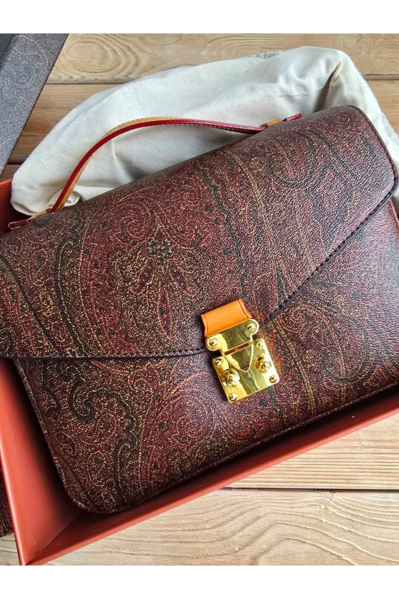 Etro Кожаная сумка с узором пейсли 24x17 см