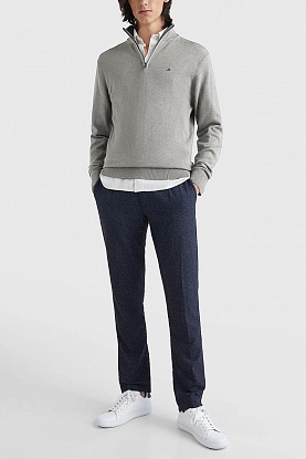 Серый джемпер Zip Neck logo-embroidered