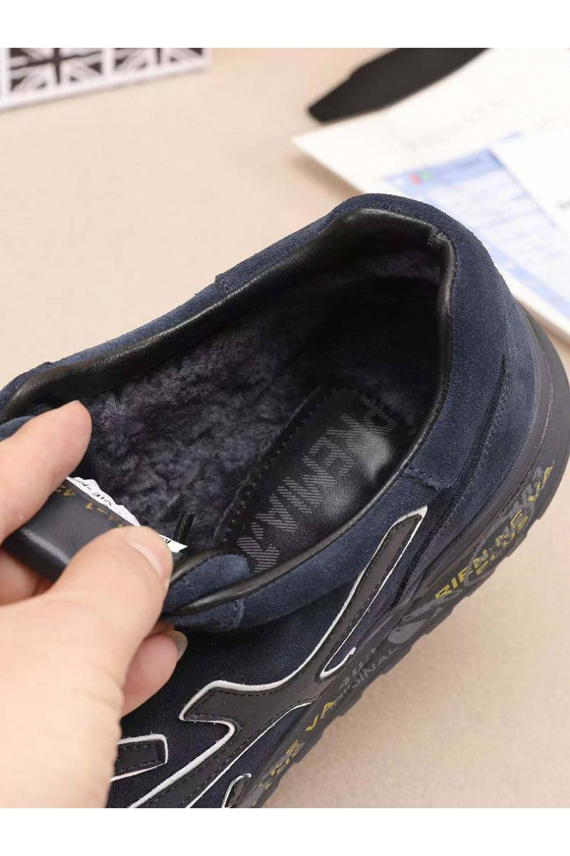 Premiata Замшевые кроссовки с мехом low-top - Navy