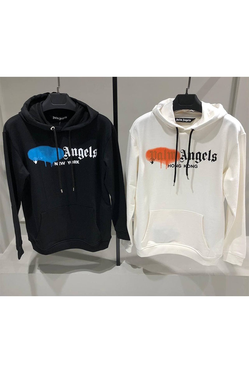 Palm Angels Оверсайз худи "Hong Kong" - White / Orange