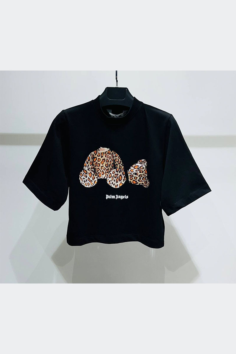 Palm Angels Чёрная оверсайз футболка Leopard Bear)