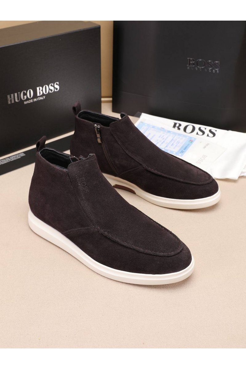 Hugо Воss Замшевые лоферы с мехом high-top - Brown