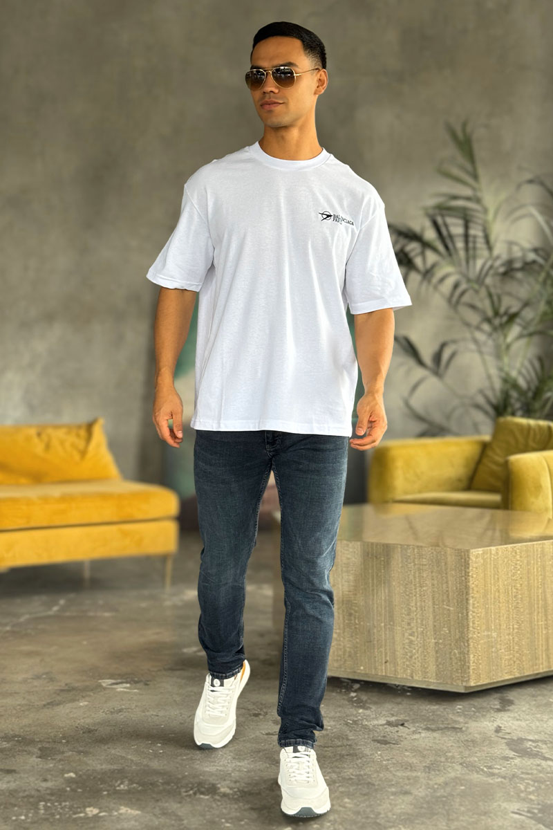 Balenciaga Оверсайз футболка Paris - White