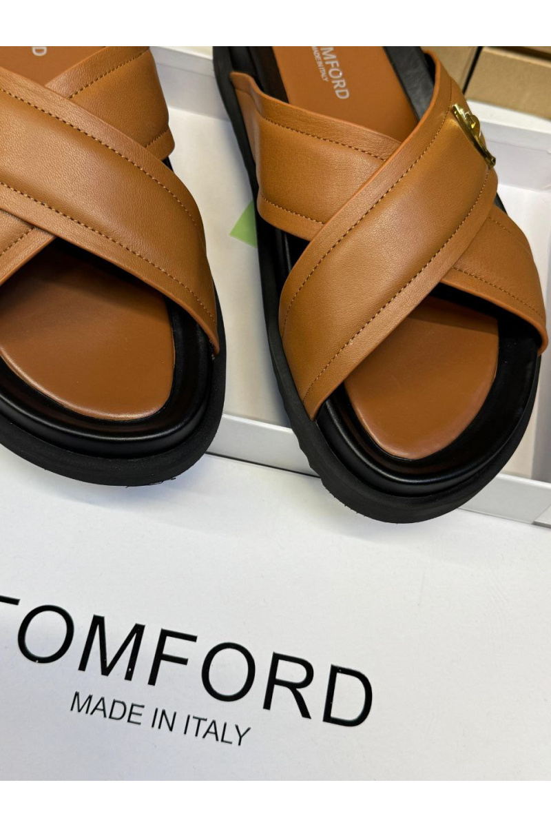 Tom Ford Кожаные шлёпанцы Preston - Brown