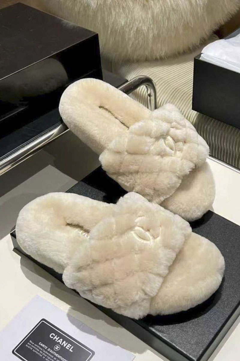 Chаnеl Женские меховые шлёпанцы Oran premium - Beige