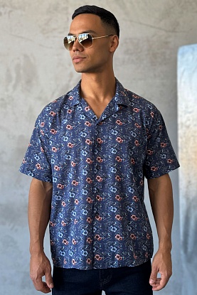 Мужская синяя рубашка floral-print 