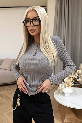 Женский трикотажный лонгслив premium - Grey