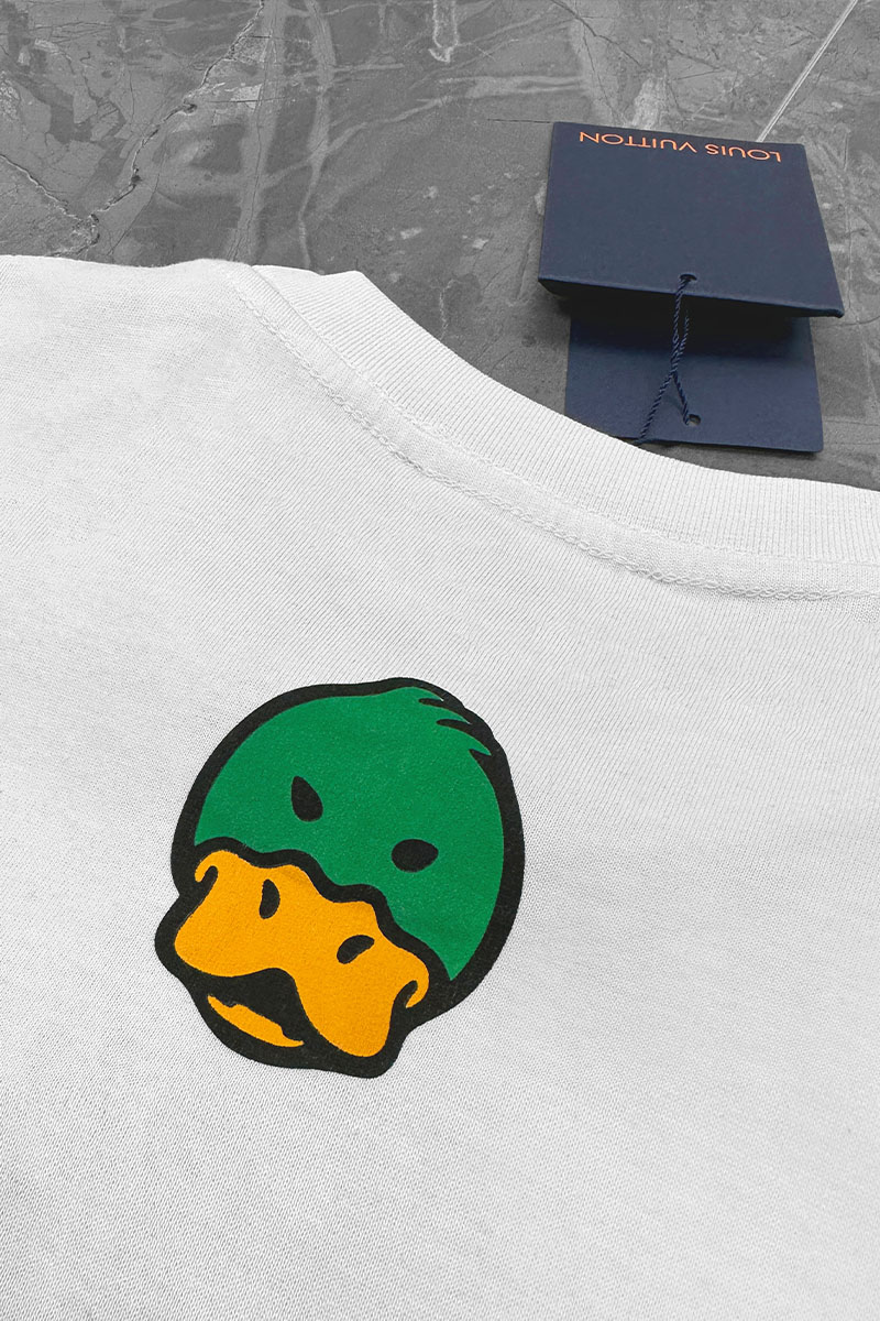 Lоuis Vuittоn Белая оверсайз футболка Maison Duck logo