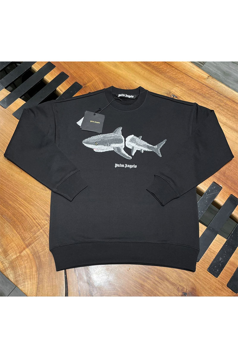 Palm Angels Чёрный оверсайз свитшот Shark