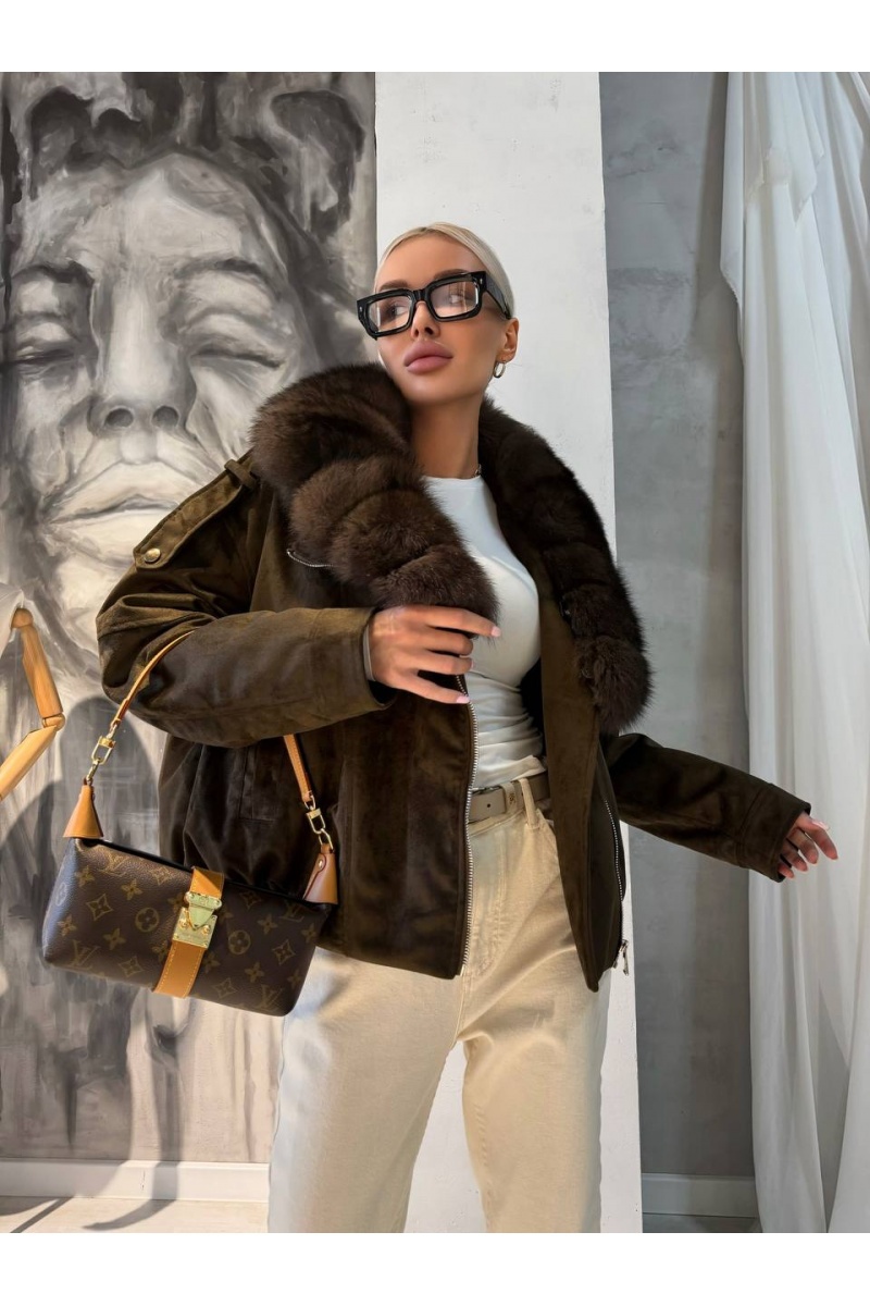 Max Mara Женский бомбер с натуральным мехом premium