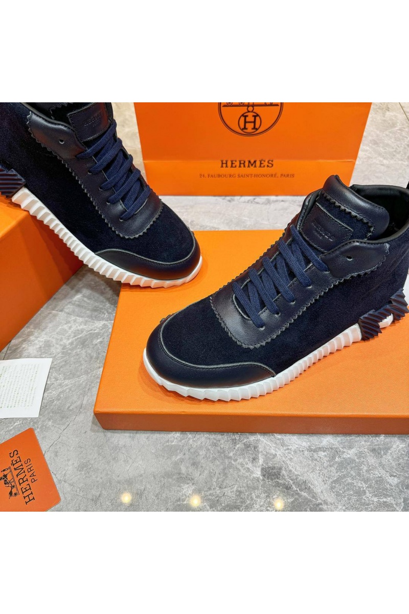 Hermes Кроссовки с мехом Bouncing high-top - Navy