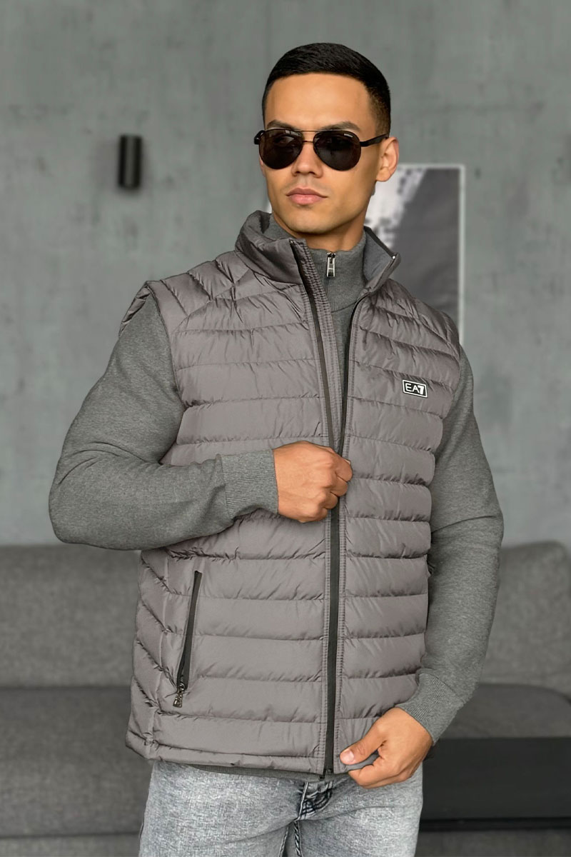 Emporio Armani EA7 Мужской жилет серо-бежевого цвета