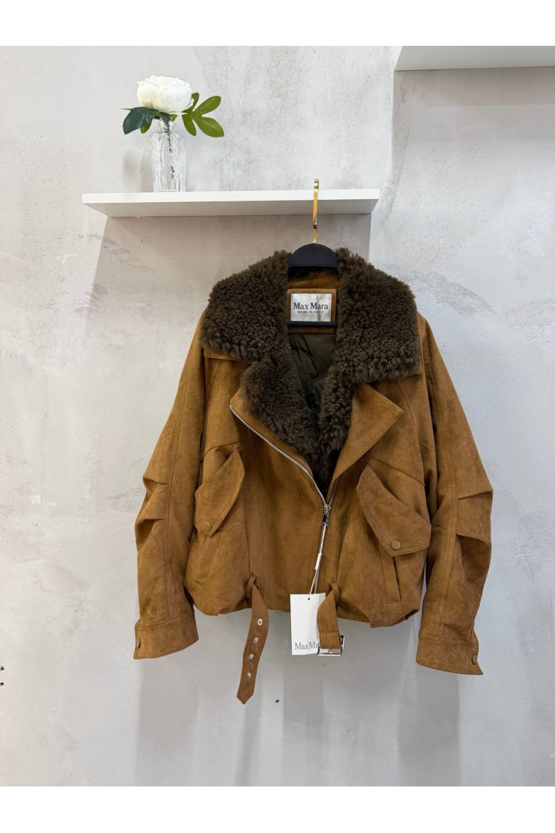 Max Mara Женский бомбер с натуральным мехом premium