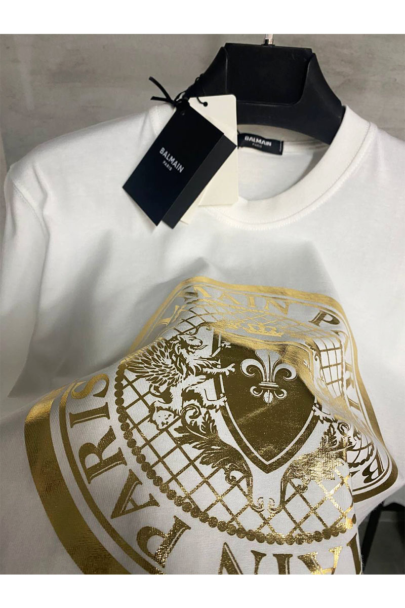 Balmain Футболка белого цвета metallic coin