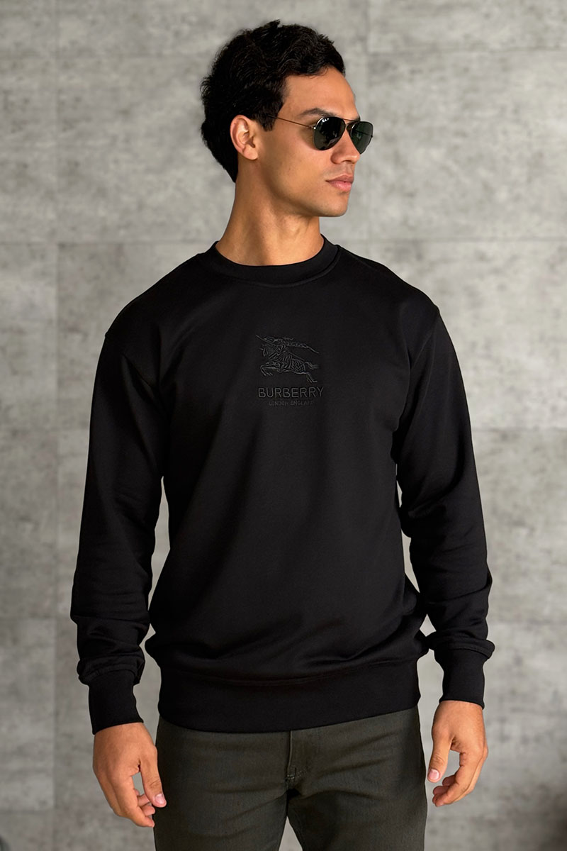 Burberry Мужской чёрный свитшот logo-embroidered