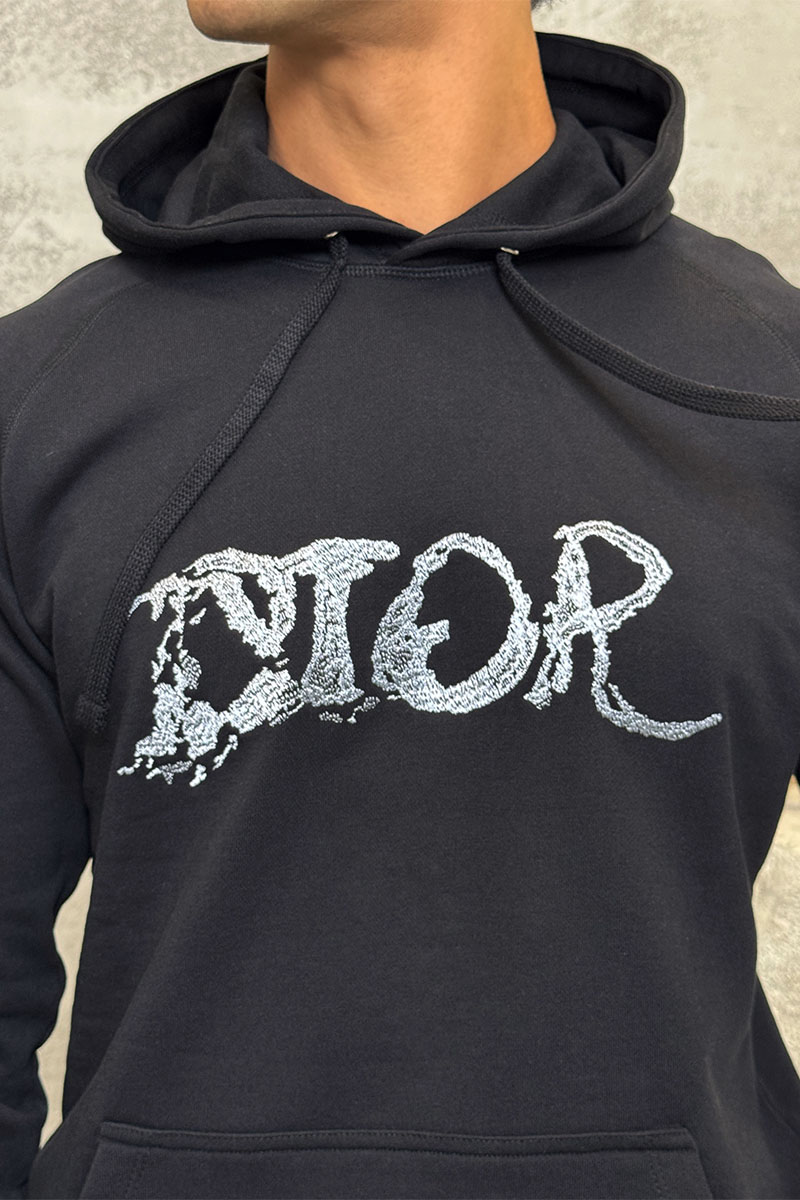 Dior Чёрное оверсайз худи logo-print