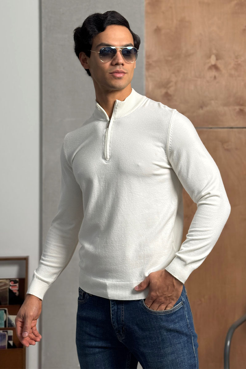 Loro Piana Белый джемпер Zip Neck