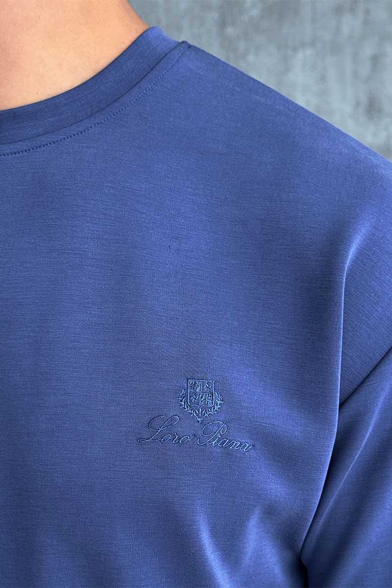 Loro Piana Мужская синяя футболка 