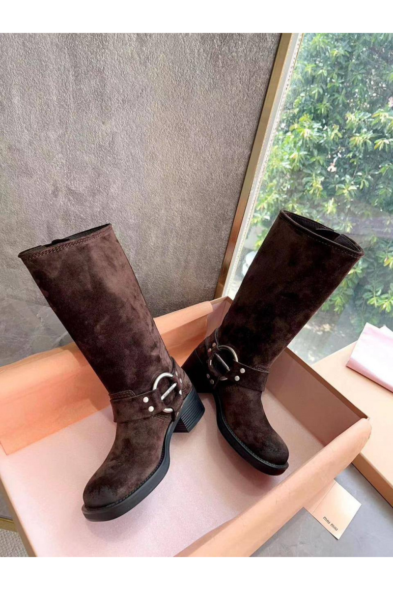 MIU MIU Женские замшевые сапоги Ankle Premium