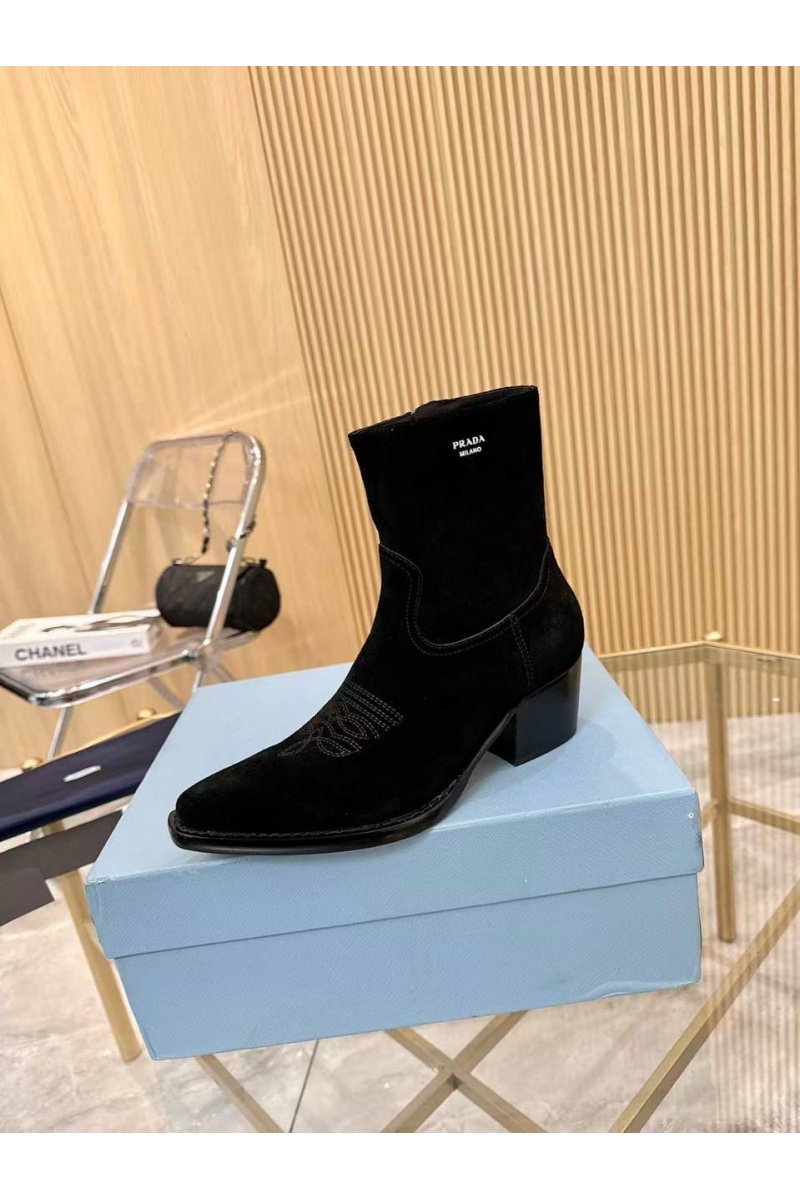 Prada Женские замшевые сапоги premium - Black