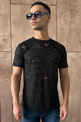 Чёрная мужская футболка Monogram All-over