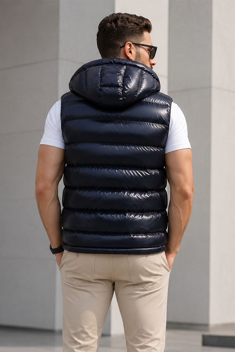 Moncler Мужской жилет logo-patch - Navy 