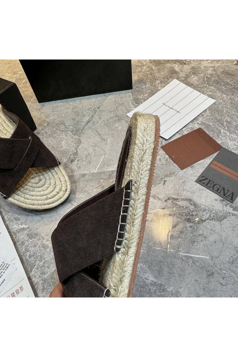 Zegna Мужские шлёпанцы suede - Brown