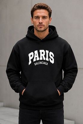 Худи чёрного цвета Paris logo-print