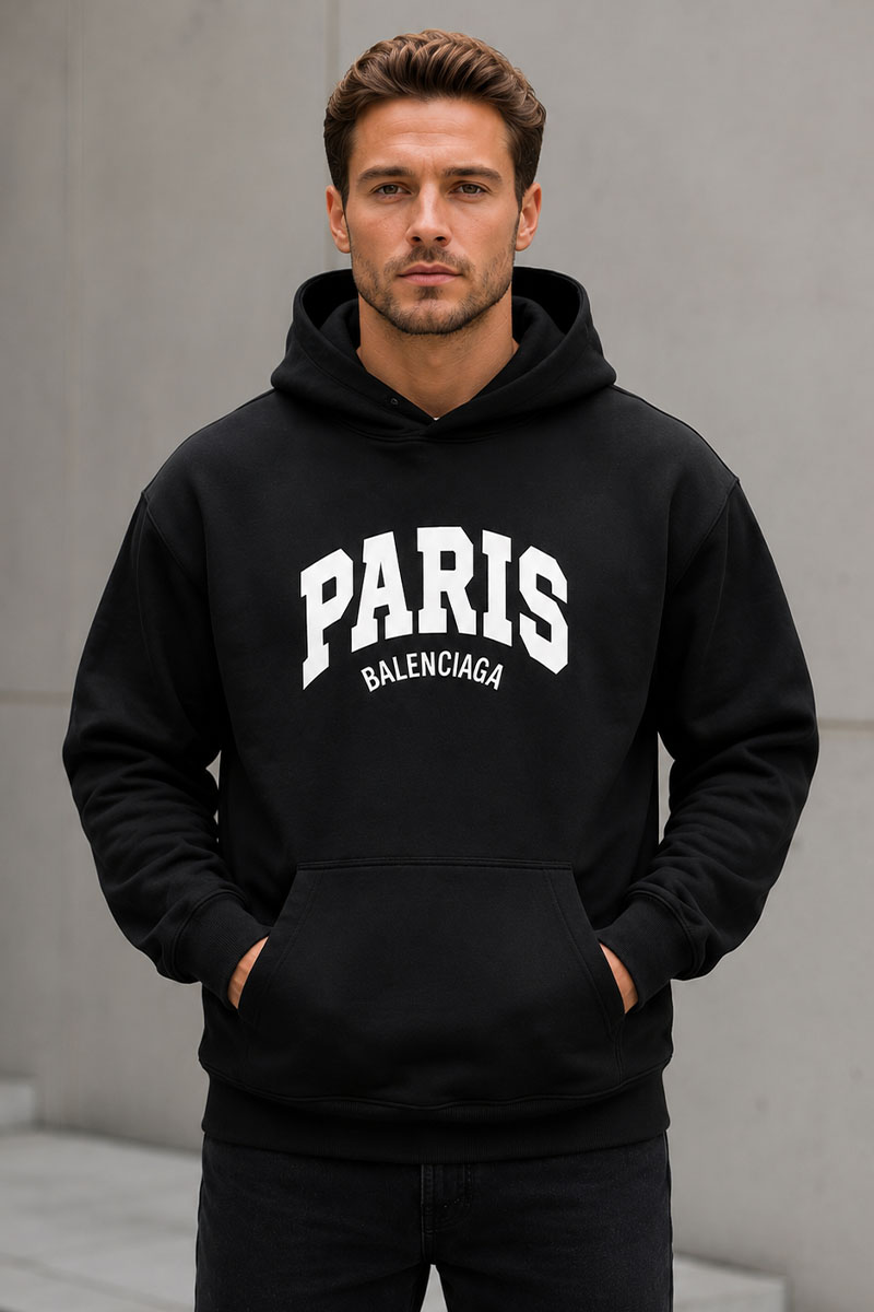 Balenciaga Худи чёрного цвета Paris logo-print