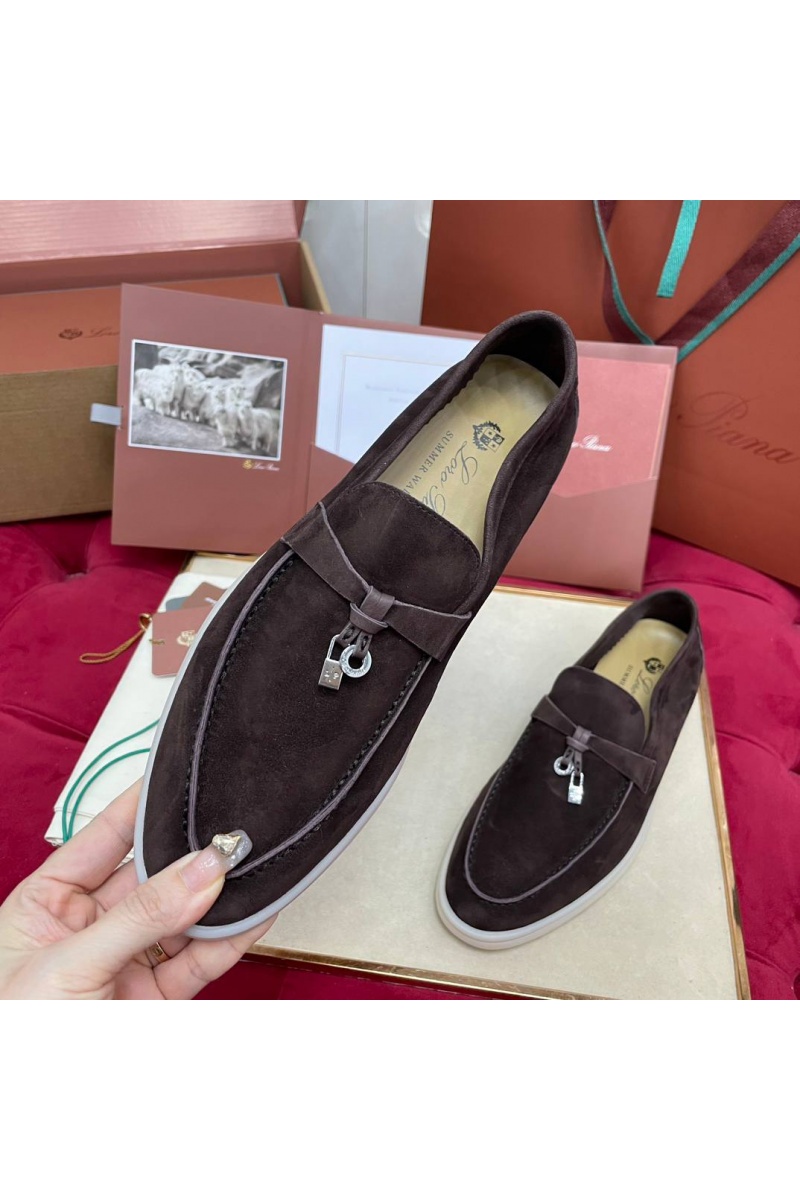Loro Piana Женские замшевые лоферы Summer Charms Walk premium