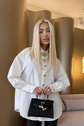 Женская хлопковая рубашка Premium - White