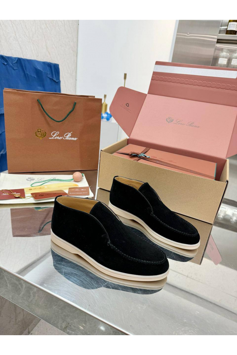 Loro Piana Женские замшевые лоферы premium - Black