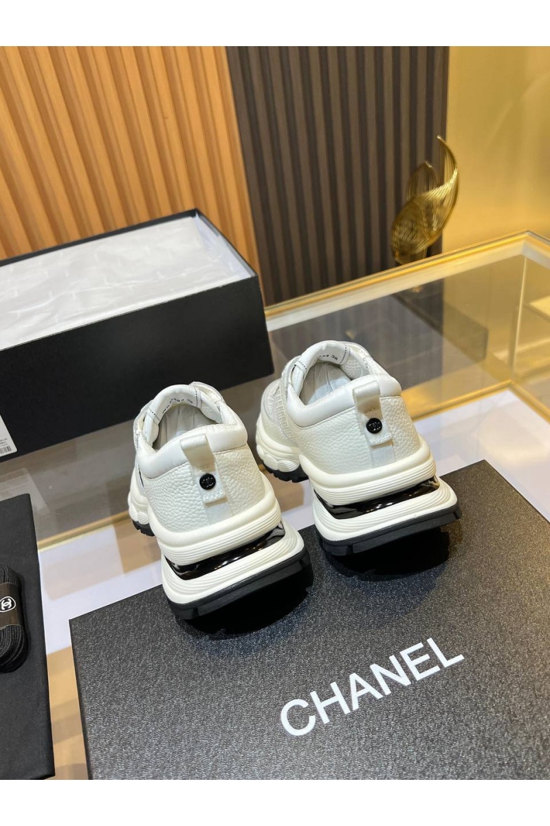 Chаnеl Женские кожаные кроссовки Premium - White