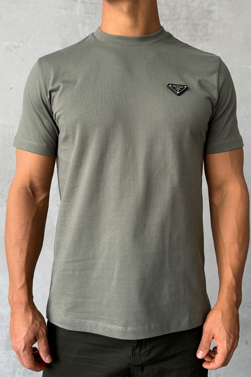 Prada Мужская футболка logo-plaque - Khaki