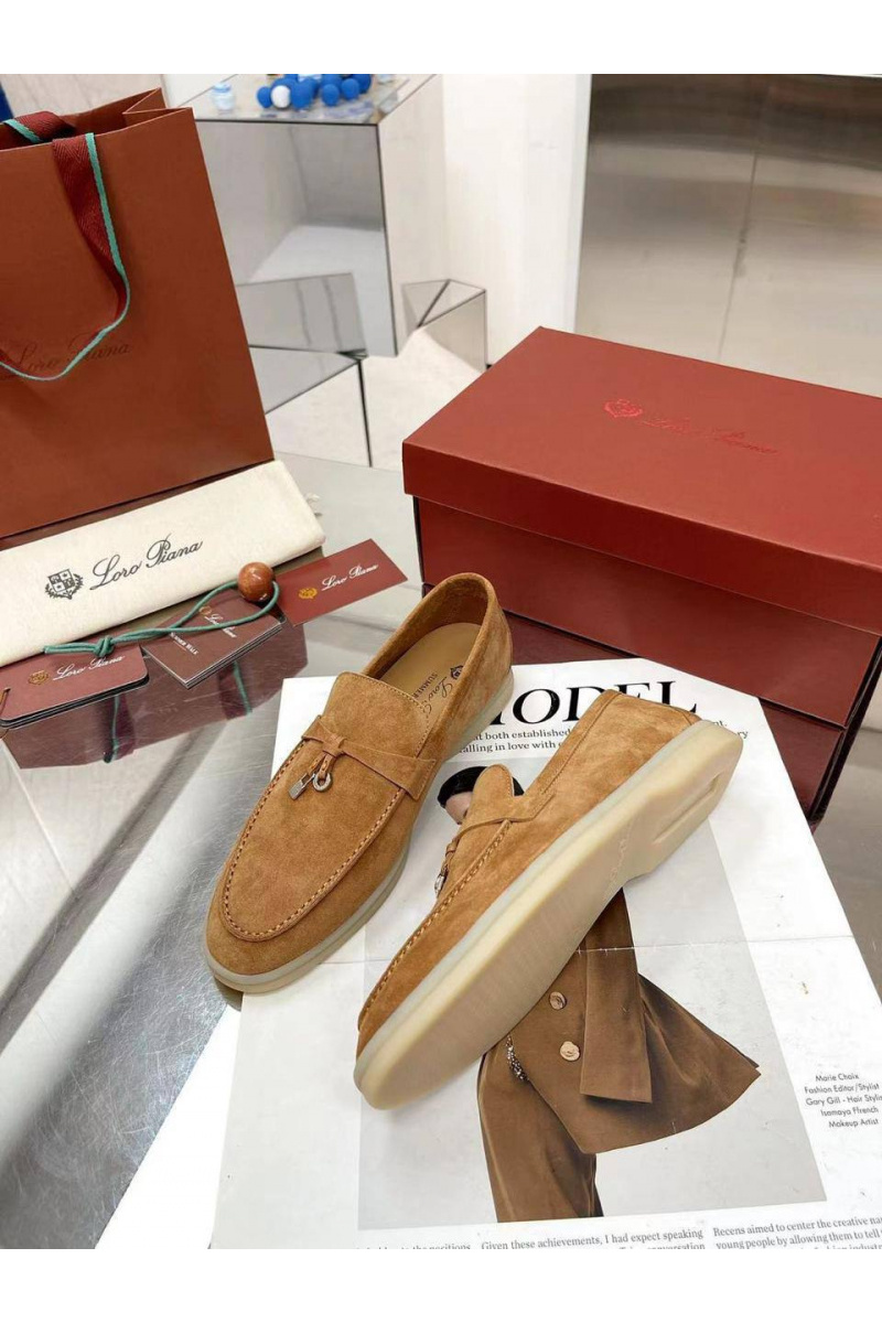 Loro Piana Женские замшевые лоферы Summer Charms Walk premium