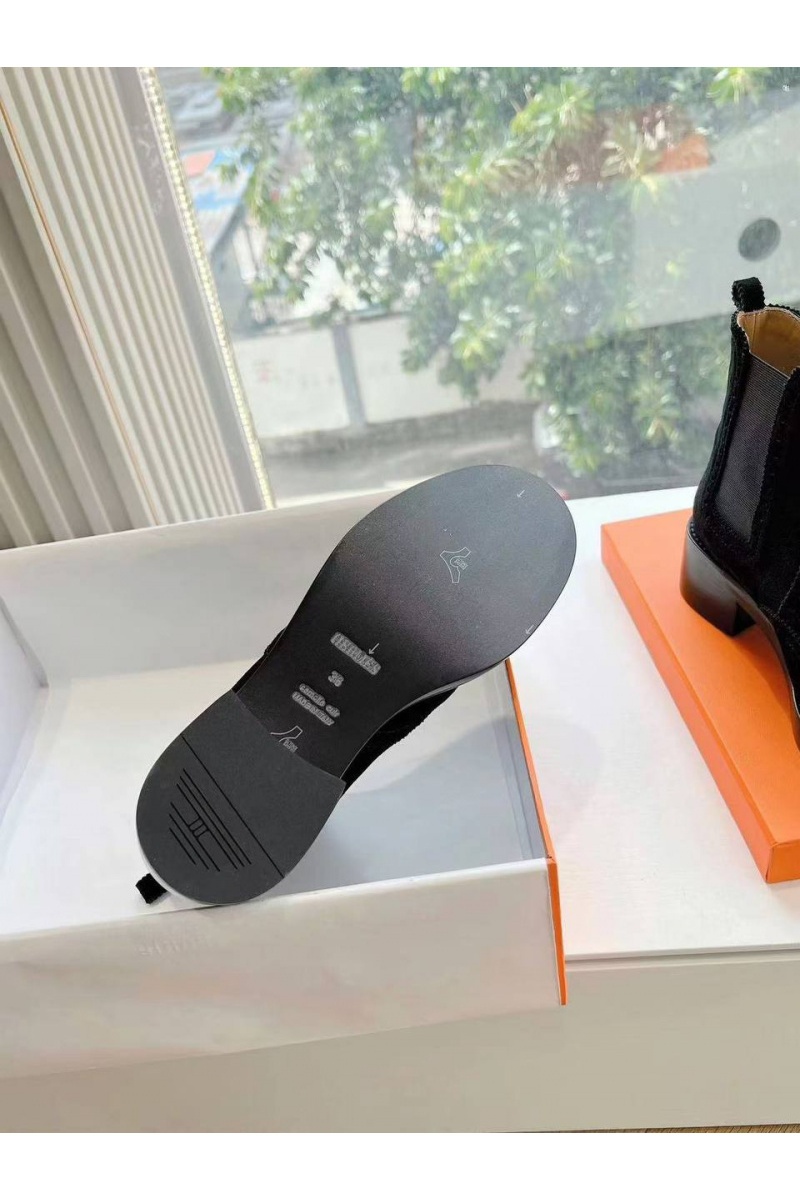 Hermes Женские замшевые ботинки Premium чёрного цвета