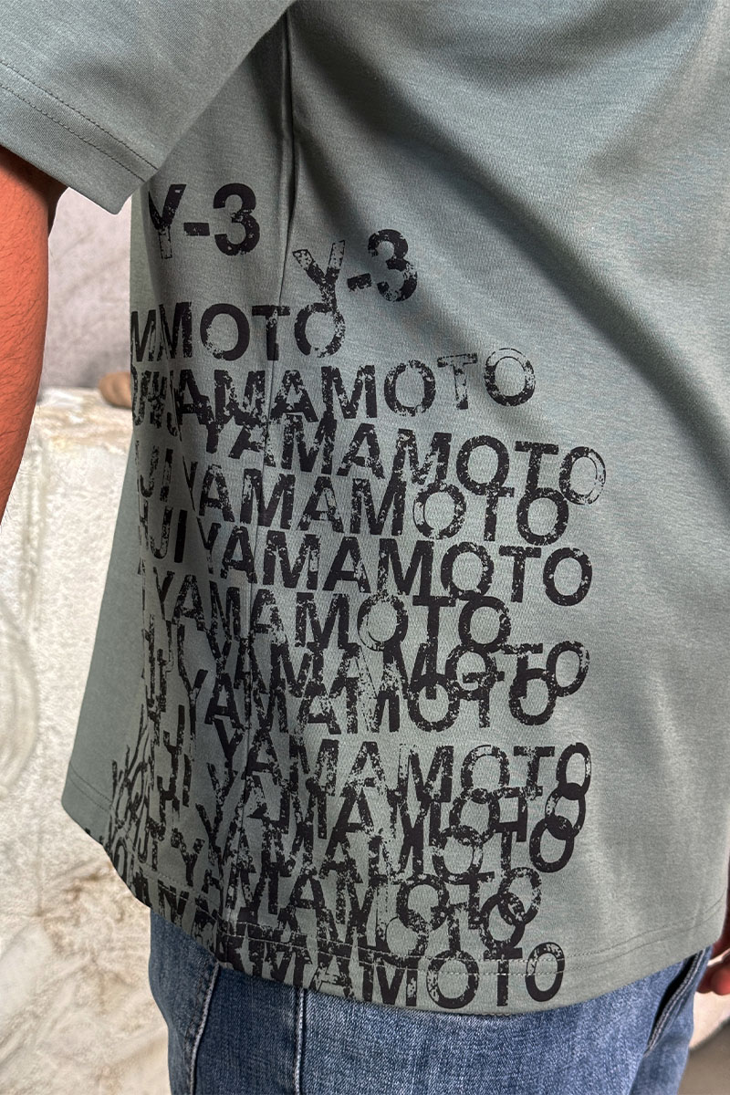 Y-3 Yohji Yamamoto Мужская зелёная футболка 