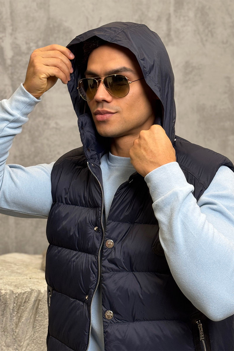 Moncler Тёмно-синий жилет Herniaire logo-patch