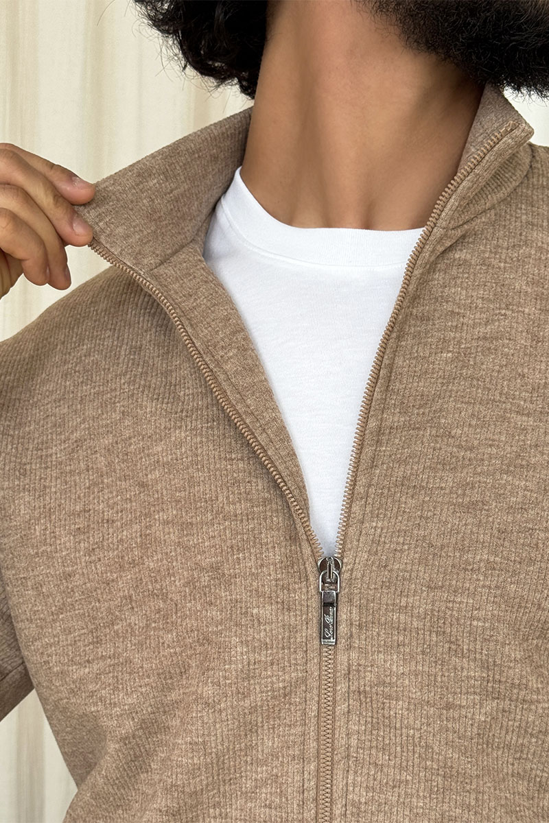 Loro Piana Мужская коричневая кофта на молнии