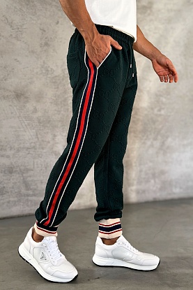 Зелёные спортивные штаны GG jacquard