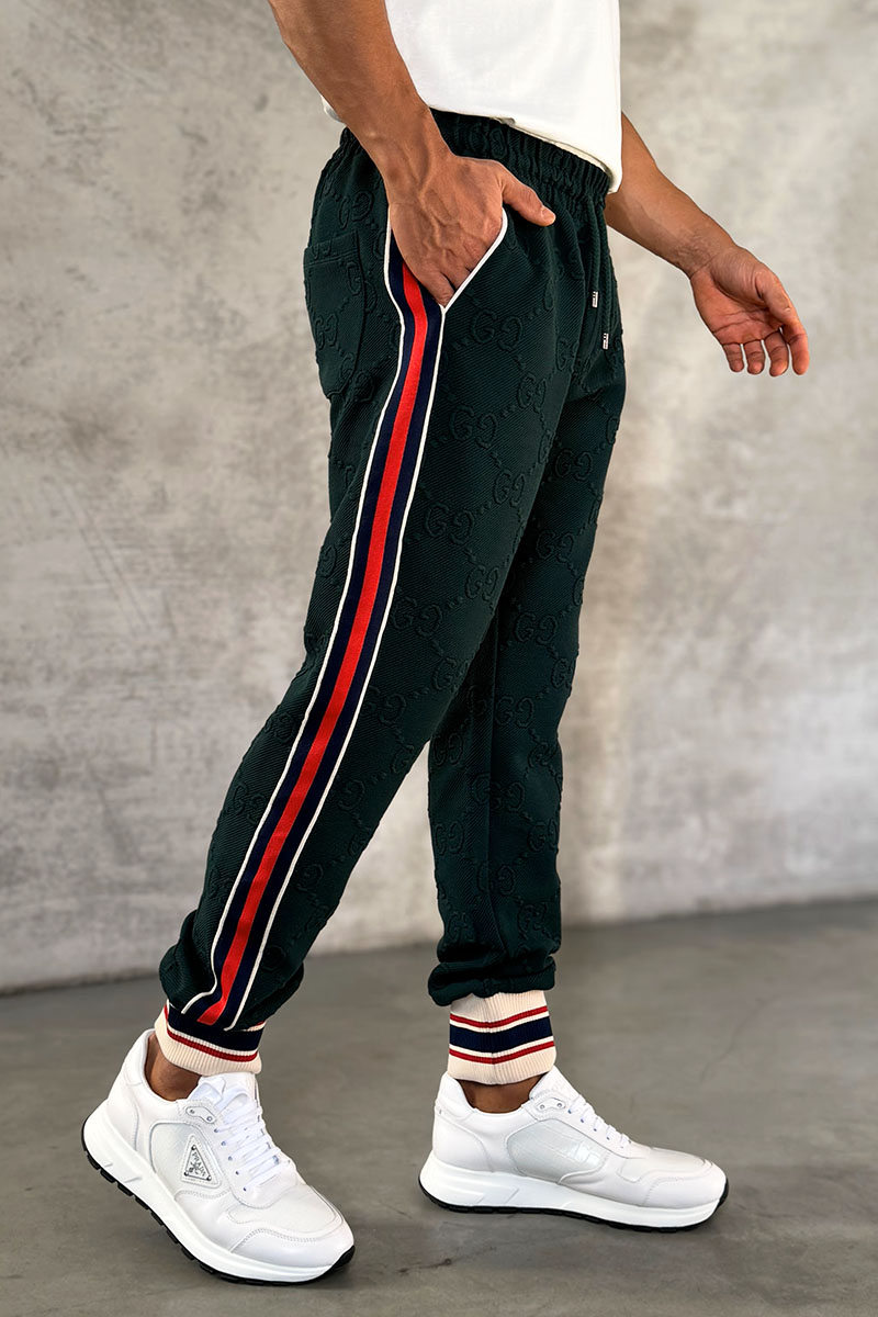 Gucci Зелёные спортивные штаны GG jacquard