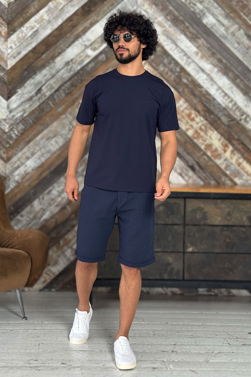 Zegna Мужская тёмно-синяя футболка logo-embroidered