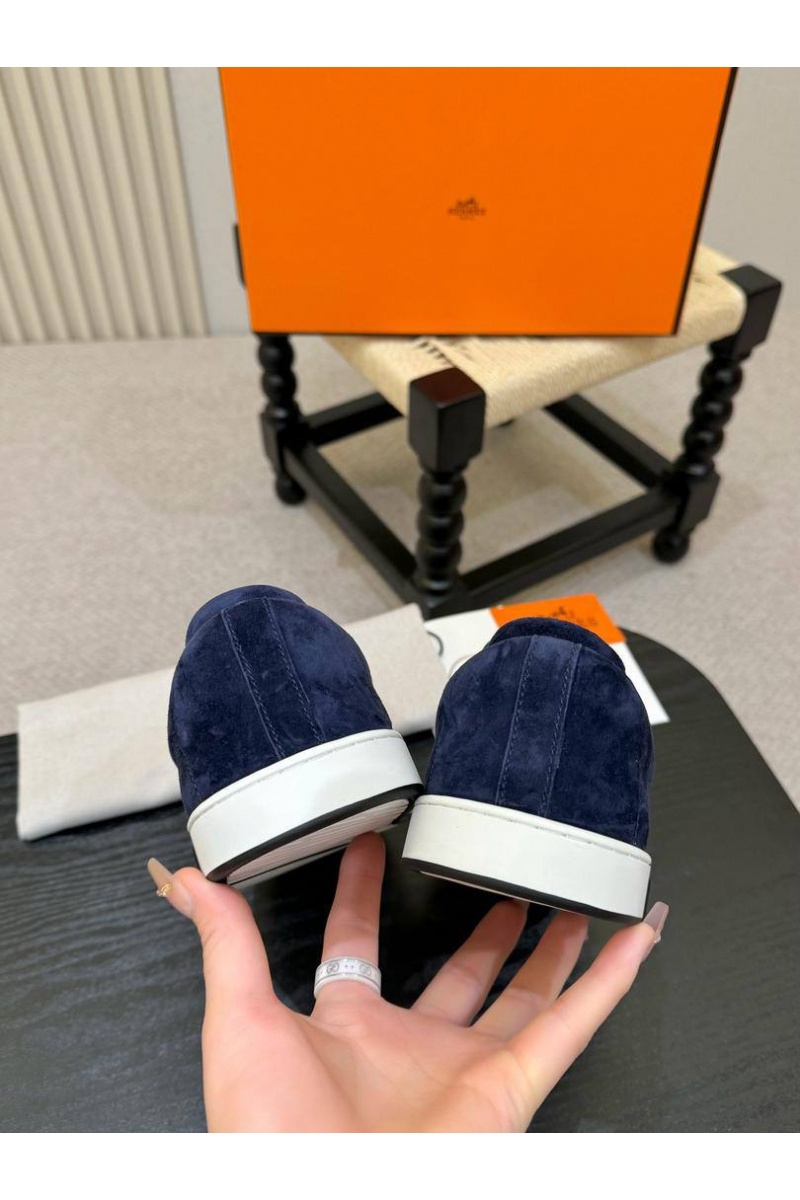 Hermes Мужские замшевые кроссовки Kid - Navy