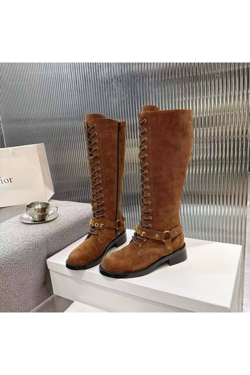 Dior Женские замшевые сапоги на шнуровке 
