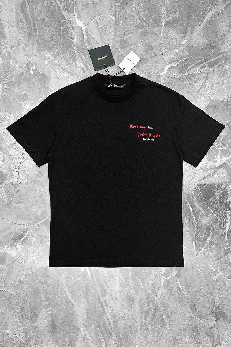 Palm Angels Чёрная оверсайз футболка Greetings from California