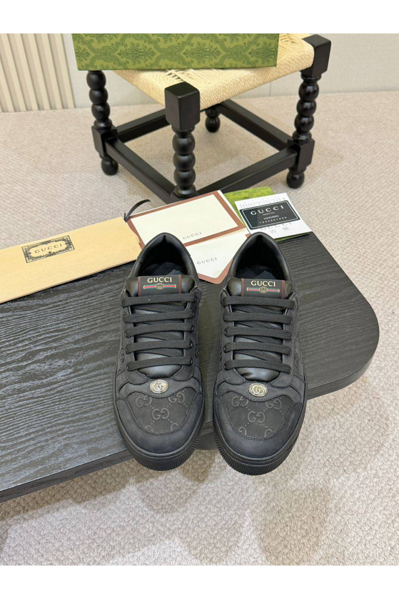Gucci Кожаные кроссовки GG Screener - Black