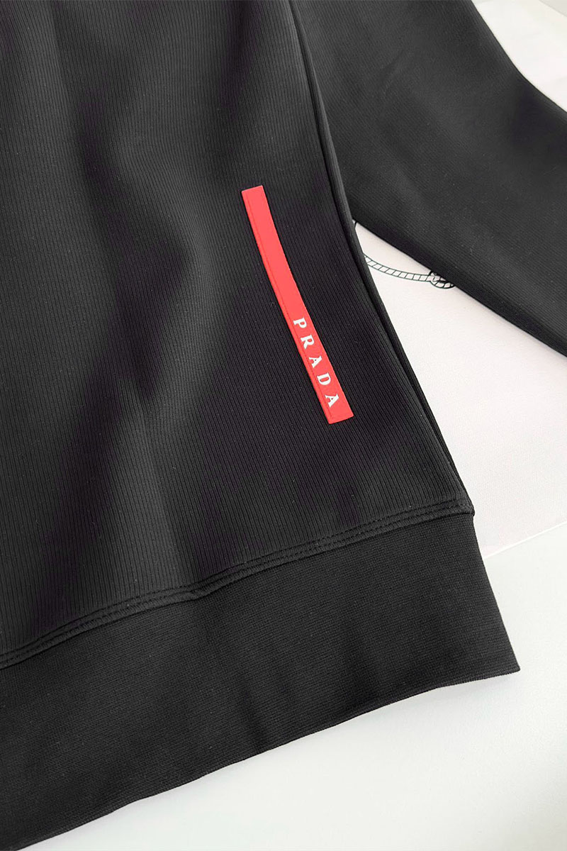 Prada Мужской чёрный свитшот logo-embroidered