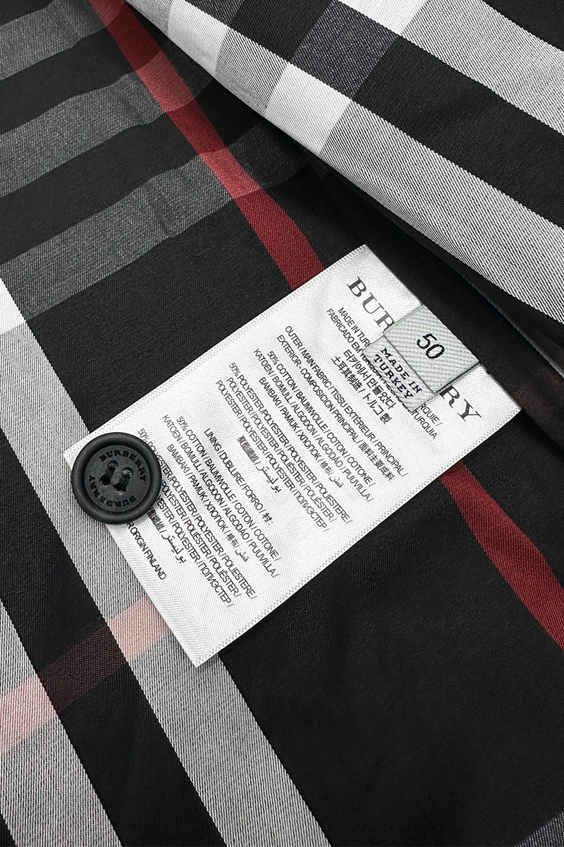 Burberry Тёмно-серое пальто London England logo-embroidered